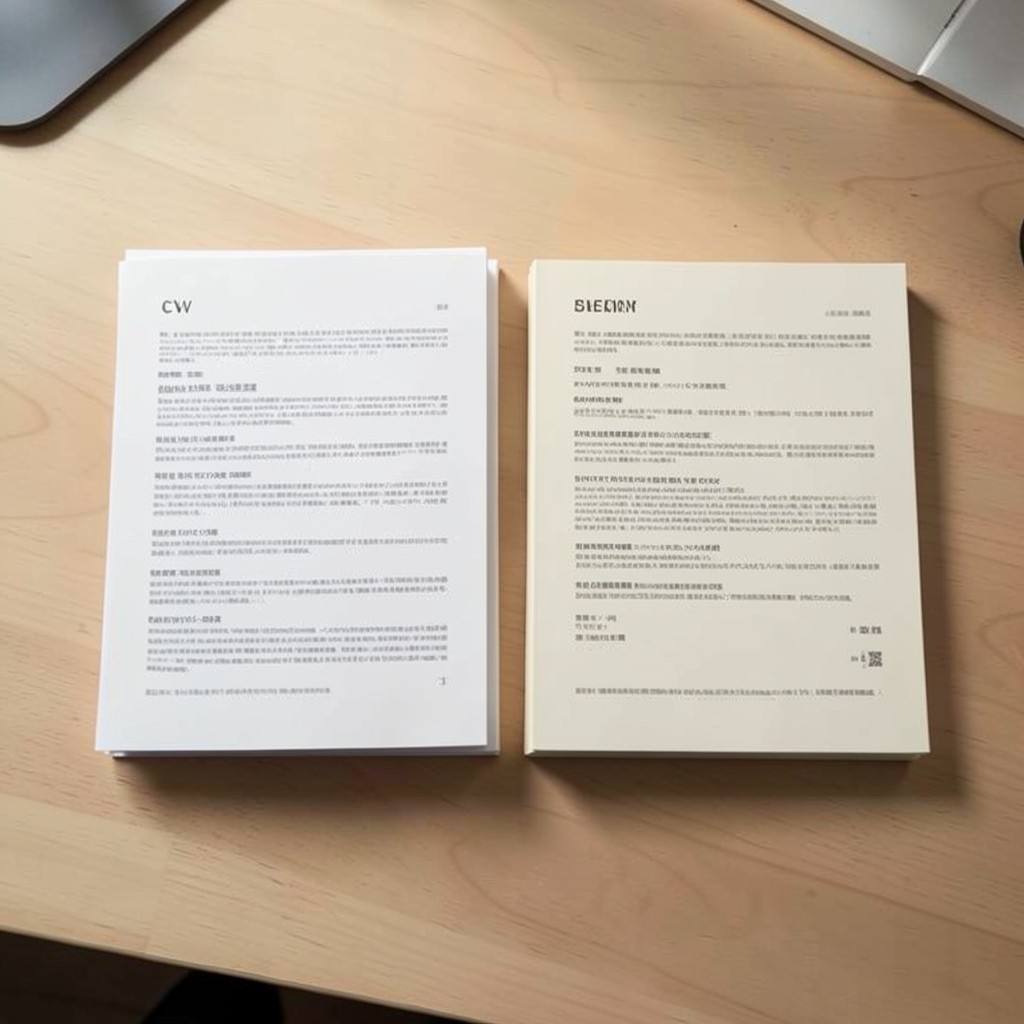Dos versiones de currículum comparadas sobre una mesa de trabajo