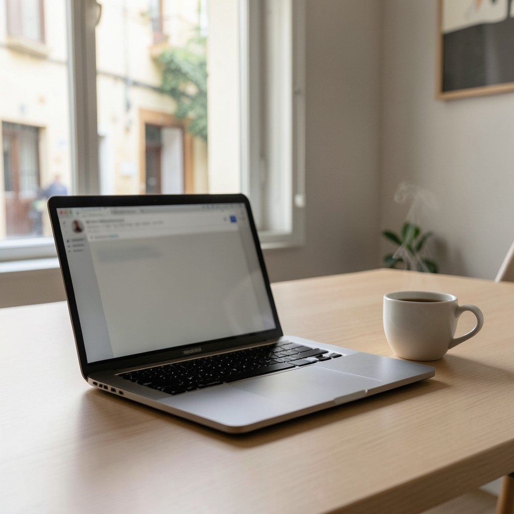 Portátil abierto con un perfil profesional en un portal de empleo